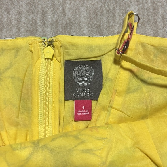 Vince Camuto sz 4 Small Yellow Spring Summer dress lined floral - Picture 7 of 7